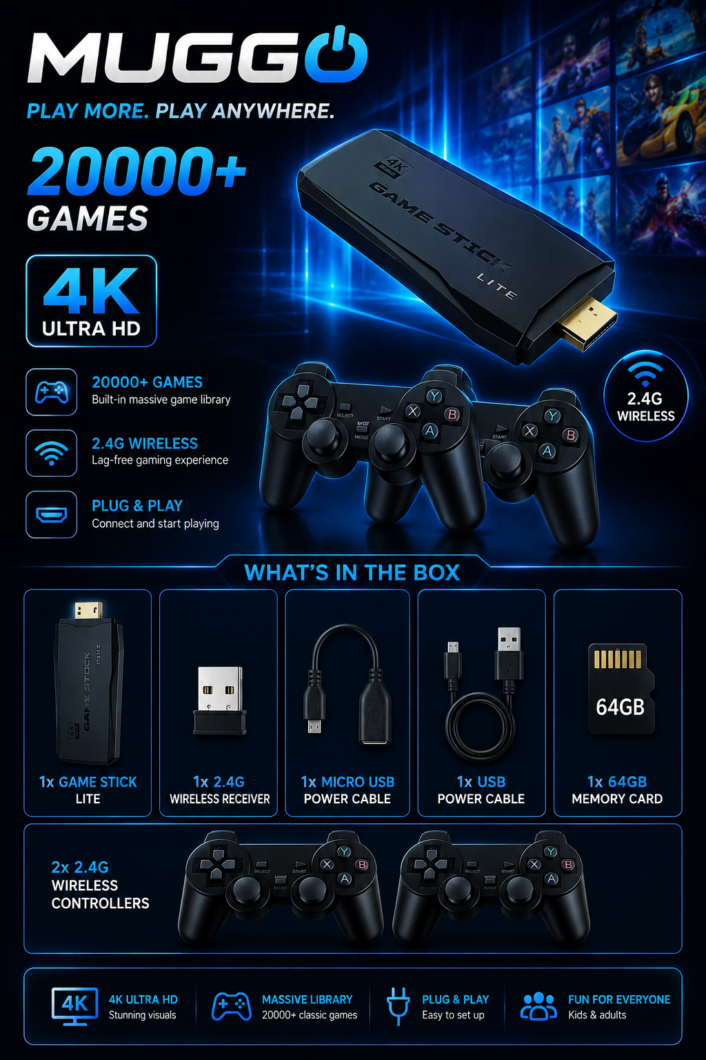 Bezprzewodowa konsola do gier w stylu retro 4K